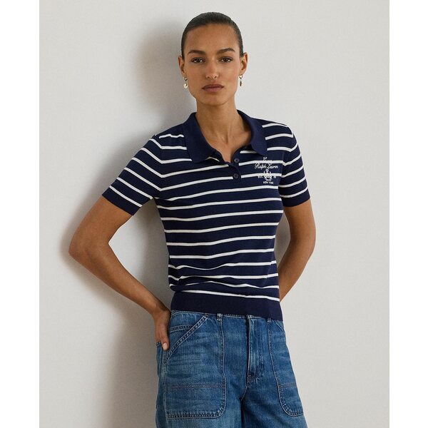 ラルフローレン レディース ニット&セーター アウター Women's Striped Slim-Fit Polo Sweater Refined Navy/White(4)