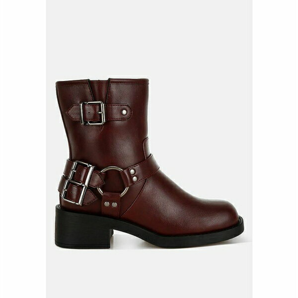 ロンンドンラグ レディース ブーツ シューズ Womens Caribou Harness Detail Biker Boots Medium red