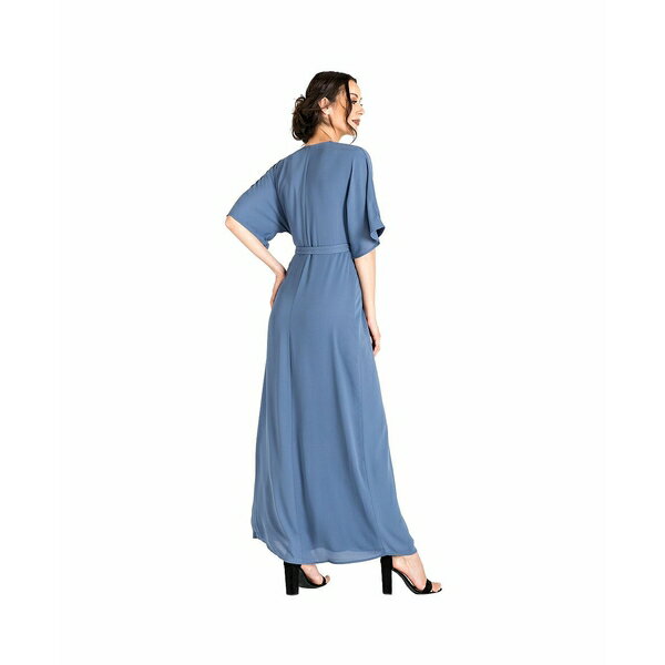 スタンダーズアンドプラクティス レディース ワンピース トップス Women's Kimono Maxi Wrap Dress Slate blue