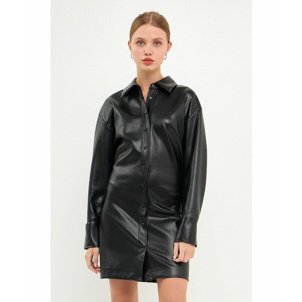 イングリッシュファクトリー レディース ワンピース トップス Women's Faux Leather Mini Dress Black