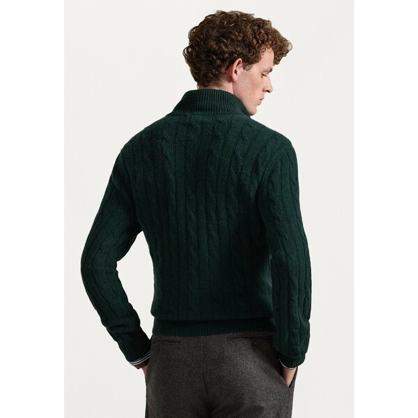 ラルフローレン メンズ ニット&セーター アウター CABLE-KNIT CASHMERE QUARTER-ZIP JUMPER - Jumper - moss agate