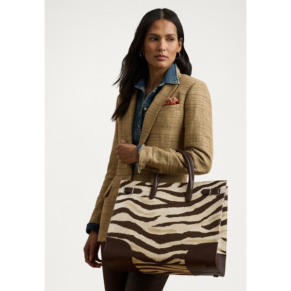 ラルフローレン レディース トートバッグ バッグ DEVYN ZEBRA PRINT CANVAS LARGE DEVYN TOTE BAG - Tote bag - off-white,dark brown(4)