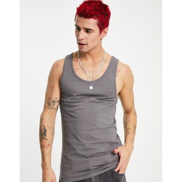 エイソス メンズ ニット&セーター アウター ASOS DESIGN organic muscle fit tank top in washed black TORNADO