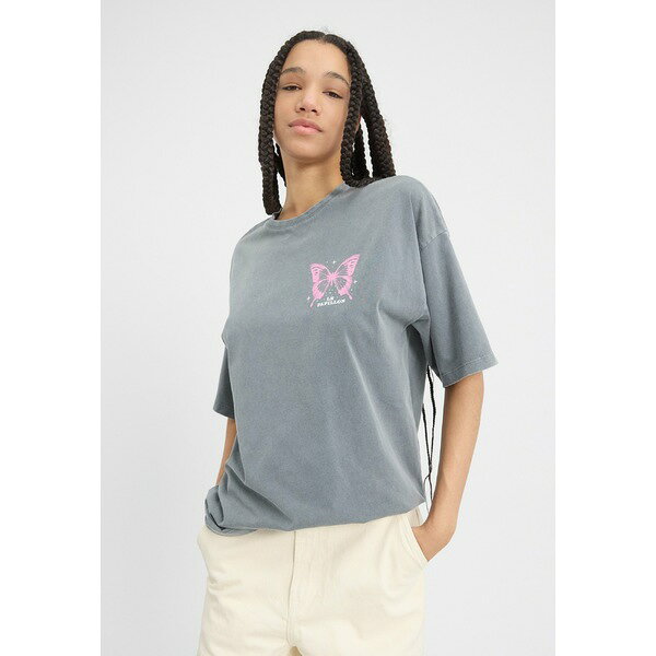 イーブン アンド オド レディース Tシャツ トップス Print T-shirt - black/acid wash