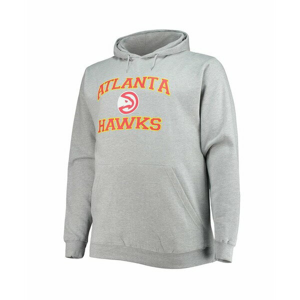 プロフィール メンズ パーカー・スウェットシャツ アウター Men's Heathered Gray Atlanta Hawks Big and Tall Heart and Soul Pullover Hoodie Heathered Gray