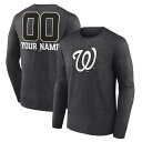 ファナティクス メンズ Tシャツ トップス Washington Nationals Fanatics Branded Personalized Monochrome Name & Number Long Sleeve TShirt Charcoal