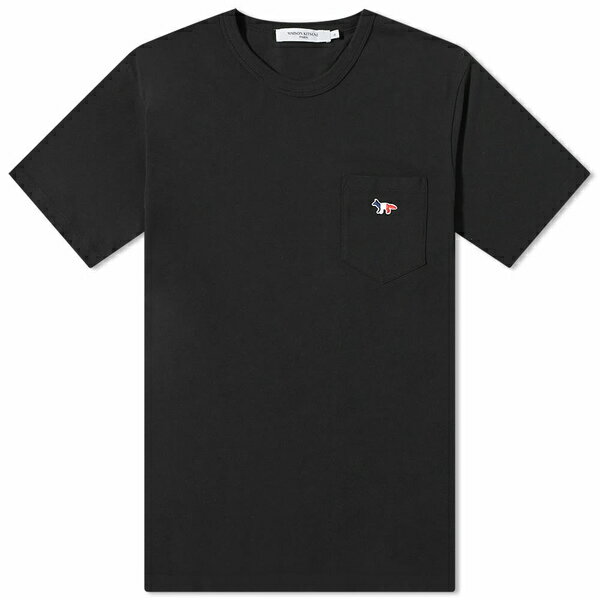 メゾンキツネ Tシャツ メンズ メゾンキツネ メンズ Tシャツ トップス Maison Kitsun Tricolor Fox Patch Pocket T-Shirt Black