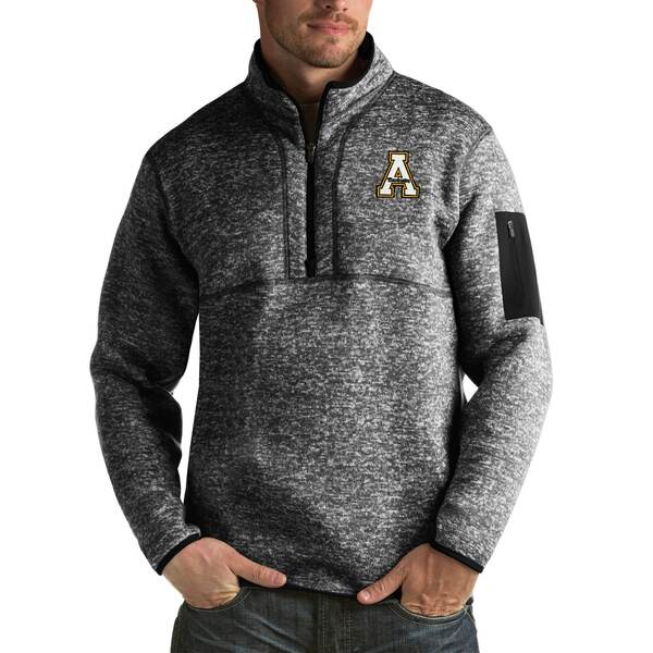 アンティグア メンズ ジャケット＆ブルゾン アウター Appalachian State Mountaineers Antigua Fortune Big & Tall QuarterZip Pullover Jacket Black