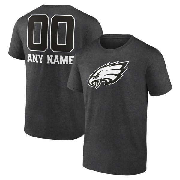 ファナティクス メンズ Tシャツ トップス Philadelphia Eagles Personalized Name & Number Monochrome TShirt Charcoal