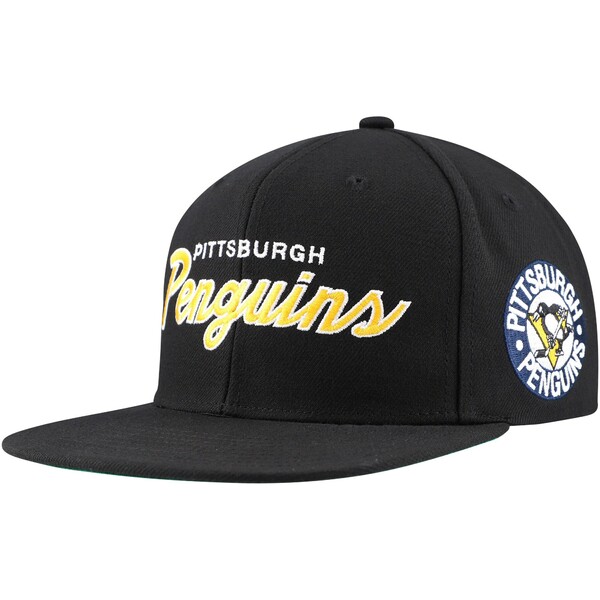 ミッチェル＆ネス ミッチェル&ネス メンズ 帽子 アクセサリー Pittsburgh Penguins Mitchell & Ness Core Team Script 2.0 Snapback Hat Black