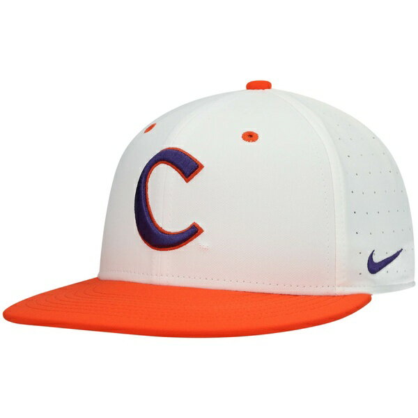 ナイキ メンズ 帽子 アクセサリー Clemson Tigers Nike Team Baseball True Performance Fitted Hat White/Orange