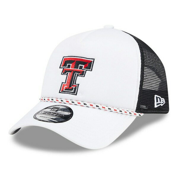 ニューエラ メンズ 帽子 アクセサリー Texas Tech Red Raiders New Era Court Sport Foam AFrame 9FORTY Adjustable Trucker Hat White/Black
