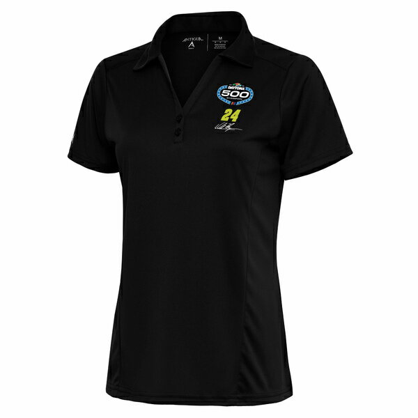 アンティグア レディース ポロシャツ トップス TBD Antigua William Byron 2024 Daytona 500 Champion Desert Dry Tribute Polo Black