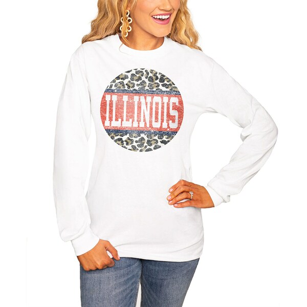 ǥ ǥ T ȥåץ Illinois Fighting Illini Women's Scoop & Score Long Sleeve TShirt White