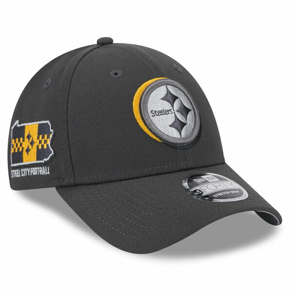 ニューエラ メンズ 帽子 アクセサリー Pittsburgh Steelers New Era 2024 NFL Draft 9FORTY Adjustable Hat Graphite