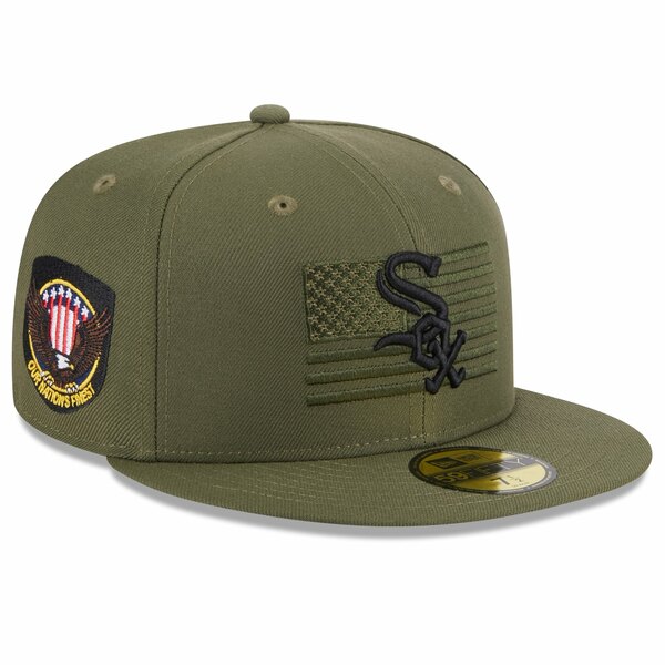 ニューエラ メンズ 帽子 アクセサリー Chicago White Sox New Era 2023 Armed Forces Day OnField 59FIFTY Fitted Hat Green