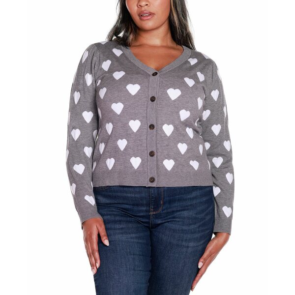 ٥ǥ ǥ ˥å&  Plus Size Hearts Jacquard Cardigan Sweater ...