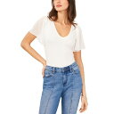 ワンステイト レディース カットソー トップス Women's Flutter Short Sleeve V-Neck Knit Top New Ivory(4)