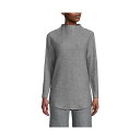 ランズエンド レディース カットソー トップス Women's Cable Ottoman Relaxed Long Sleeve Funnel Neck Tunic Charcoal gray heather|詳細画像