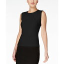 カルバンクライン レディース カットソー トップス Petite Sleeveless Pleated Top Black