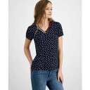 トミー ヒルフィガー レディース カットソー トップス Women's Dot-Print Signature V-Neck Top Sky Captain