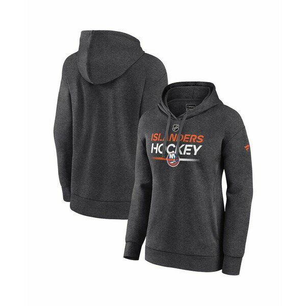 ファナティクス レディース パーカー・スウェットシャツ アウター Women's Heather Charcoal New York Islanders Authentic Pro Pullover Hoodie Heather Charcoal
