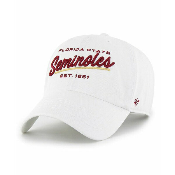 47ブランド レディース 帽子 アクセサリー 47 Brand Women's White Florida State Seminoles Sidney Clean Up Adjustable Hat White