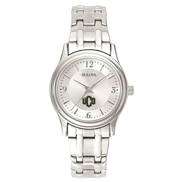 楽天astyブロバ レディース 腕時計 アクセサリー Central Oklahoma Bronchos Bulova Women's SilverTone Dial Stainless Steel Quartz Watch Silver