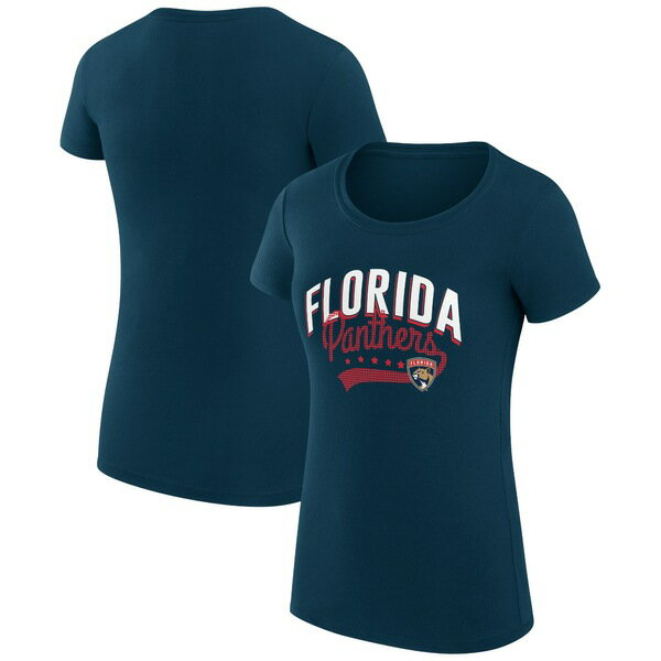 J[oNX fB[X TVc gbvX Florida Panthers GIII 4Her by Carl Banks Women's Filigree Logo Fitted TShirt Navy