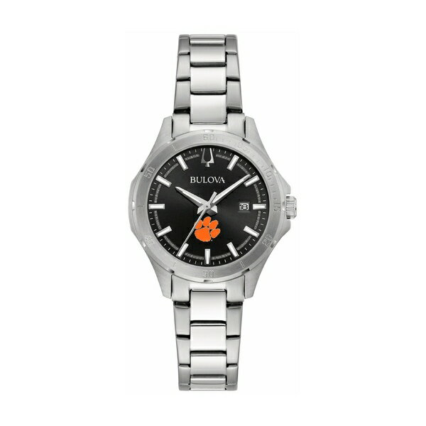 ブロバ レディース 腕時計 アクセサリー Clemson Tigers Bulova Women's Stainless Steel Sport Classic Watch Black