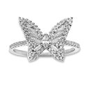 Wj xj[j fB[X O ANZT[ Cubic Zirconia Butterfly Statement Ring in Sterling Silver, Created for Macy's White