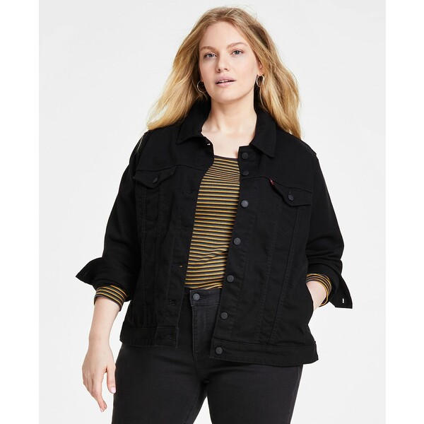 リーバイス レディース ジャケット＆ブルゾン アウター Plus Size Button-Down Original Denim Trucker Jacket Black And Black