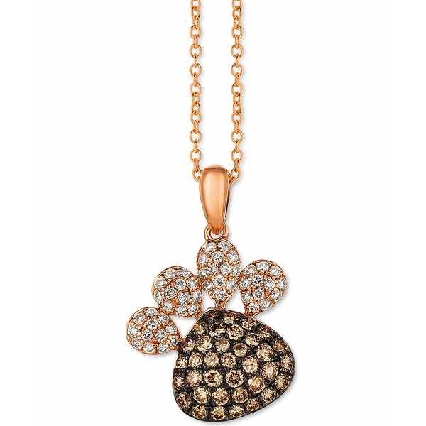 ルヴァン レディース ネックレス・チョーカー・ペンダントトップ アクセサリー Chocolate Diamond (1/2 ct. t.w.) & Vanilla Diamond (1/4 ct. t.w.) Paw 18" Pendant Necklace in 14k Rose Gold Rose Gold