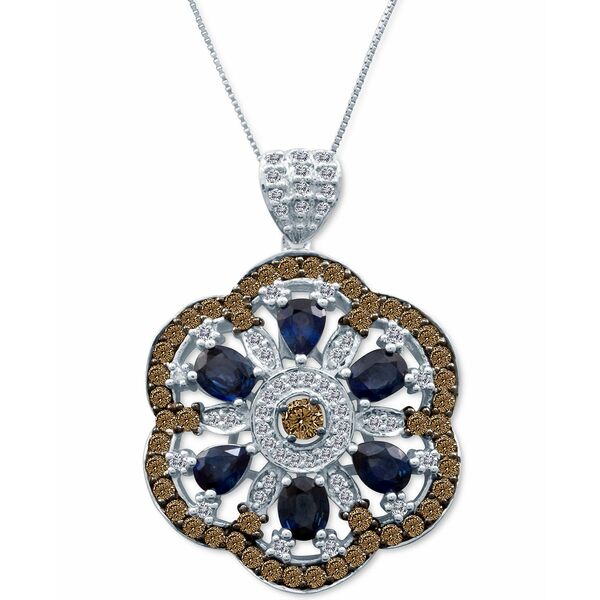 @ fB[X lbNXE`[J[Ey_ggbv ANZT[ Chocolatier&reg; Blueberry Sapphire (2-1/5 ct. t.w.) & Diamond (1-5/8 ct. t.w.) Openwork Flower 18