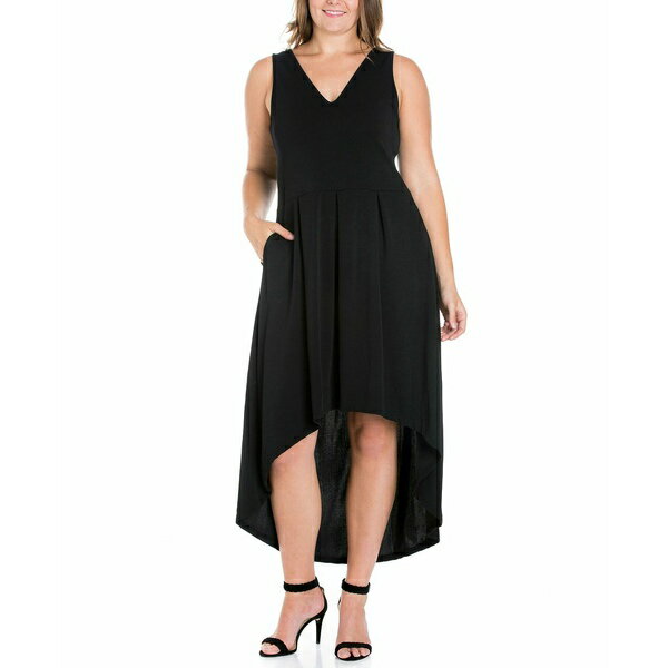 24セブンコンフォート レディース ワンピース トップス Women's Plus Size High Low Party Dress Black