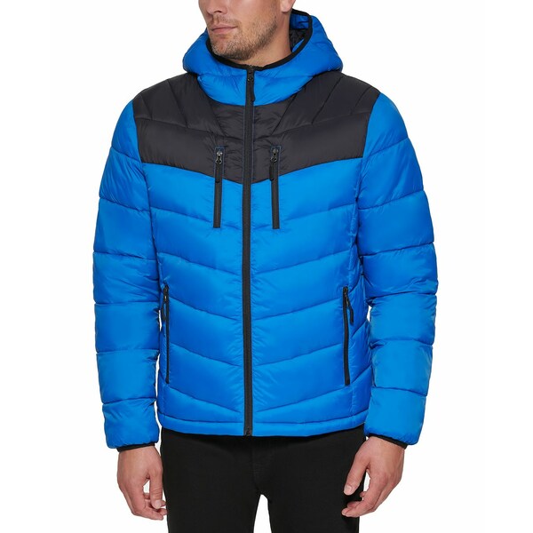 クラブルーム メンズ ジャケット＆ブルゾン アウター Men 039 s Chevron Quilted Hooded Puffer Jacket, Created for Macy 039 s Blue