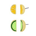 ベッツィジョンソン レディース ピアス＆イヤリング アクセサリー Enamel Citrus Slice Duo Stud Earrings Set, 2 Piece Multi