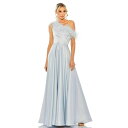 }bN_K fB[X s[X gbvX Women's One Shoulder A Line Gown With Feather Detail Powder blue