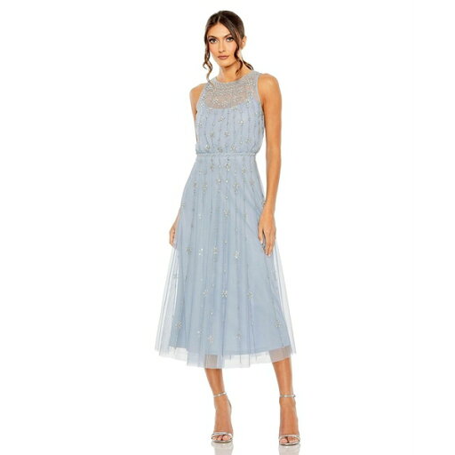 マックダガル レディース ワンピース トップス Women's High Neck Sleeveless Embelished A Line Dress Powder blue マックダガル レディース ワンピース トップス Women's High Neck Sleeveless Embelished A Line Dress Powder blue