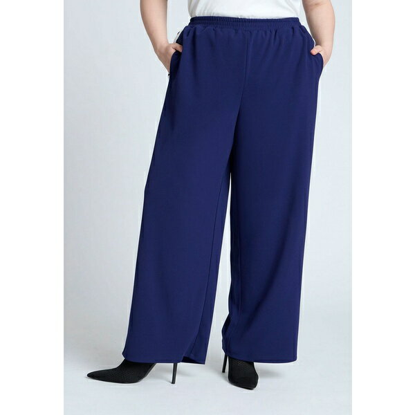 エロクイ レディース カジュアルパンツ ボトムス Women's Plus Size Track Pant With Side Stripe Navy