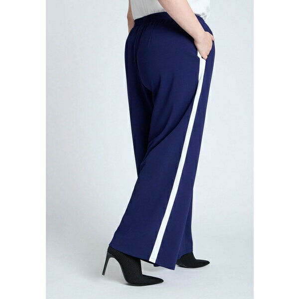 エロクイ レディース カジュアルパンツ ボトムス Women's Plus Size Track Pant With Side Stripe Navy