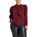 エロクイ レディース カットソー トップス Women's Plus Size Drape Front Blouse Zinfandel