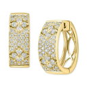 エフィー コレクション レディース ピアス&イヤリング アクセサリー EFFY Diamond Pav Flower Small Huggie Hoop Ear...