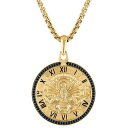 ブロバ メンズ ネックレス・チョーカー アクセサリー Men's Chronos God of Time Black Diamond (1/4 ct. t.w.) Pendant Necklace in 14k Gold-Plated Sterling Silver, 24