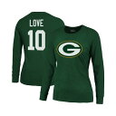 マジェスティック レディース カットソー トップス Women's Jordan Love Green Green Bay Packers Name Numbe...