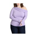 エロクイ レディース カットソー トップス Women's Plus Size One Shoulder Tee With Ruching Lilac bree...