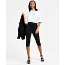 バースリー レディース カジュアルパンツ ボトムス Petite Solid Zipper-Hem Pont Capri Pants, Exclusively at Macy's Deep Black