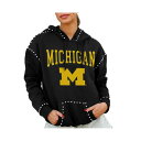 ゲームデイ レディース カットソー トップス Women's Black Michigan Wolverines Studded Pullover Hoodie Black(4)
