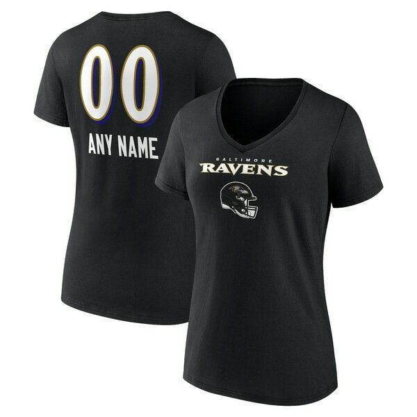 t@ieBNX fB[X TVc gbvX Baltimore Ravens Fanatics Branded Women's Personalized Name & Number Team Wordmark VNeck TShirt Black