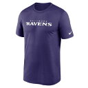 ナイキ メンズ Tシャツ トップス Baltimore Ravens Nike Legend Wordmark Performance TShirt Purple